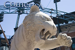 Tiger sculpture at the Comerica Park entrance