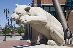 Tiger sculpture at the Comerica Park entrance