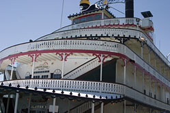 Second, third deck, and Bridge to the Detroit Princess, docked in the Michigan River
