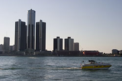 Detroit, MI from across the Michigan River in Windsor, Ontartio