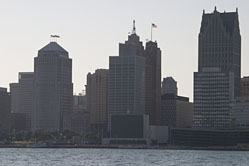Detroit, MI from across the Michigan River in Windsor, Ontario